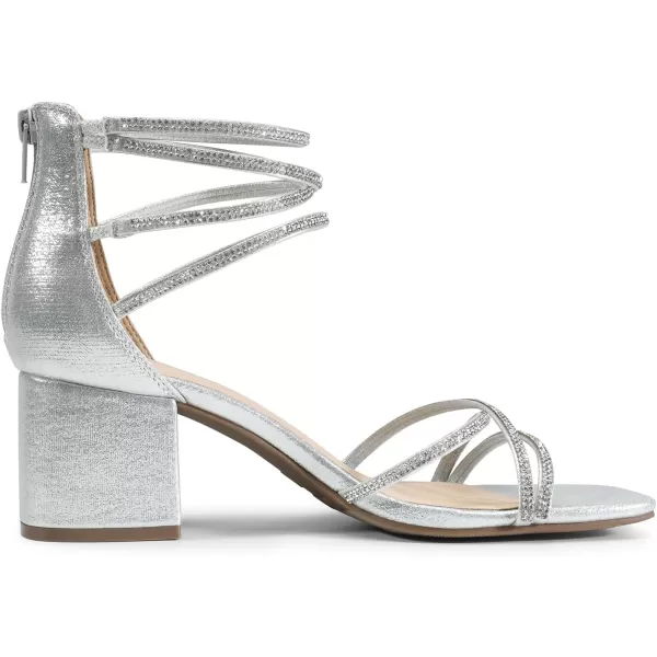 imageDREAM PAIRS Womens Rhinestone Block Heels Square Open Toe Ankle Strap with Zipper Comfortable Low Sandals for Daily Dressy WeddingSilverrhinestone