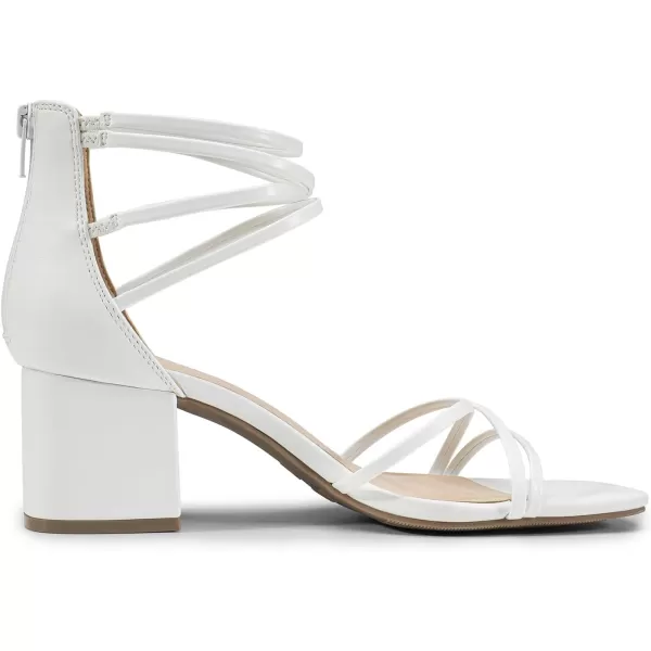 imageDREAM PAIRS Womens Rhinestone Block Heels Square Open Toe Ankle Strap with Zipper Comfortable Low Sandals for Daily Dressy WeddingWhitepu