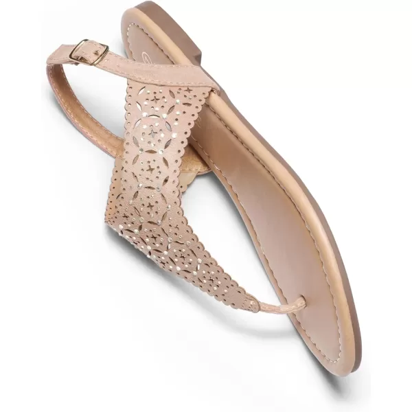 imageDREAM PAIRS Womens Rhinestone Casual Wear Cute Gladiator Flat Sandals Beach Dressy TStrap Thong SandalsNude