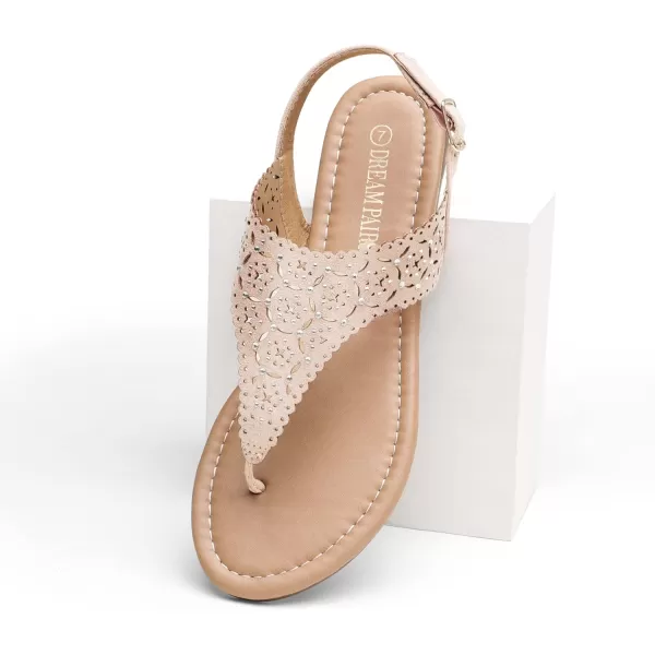 imageDREAM PAIRS Womens Rhinestone Casual Wear Cute Gladiator Flat Sandals Beach Dressy TStrap Thong SandalsNude