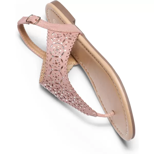 imageDREAM PAIRS Womens Rhinestone Casual Wear Cute Gladiator Flat Sandals Beach Dressy TStrap Thong SandalsPink
