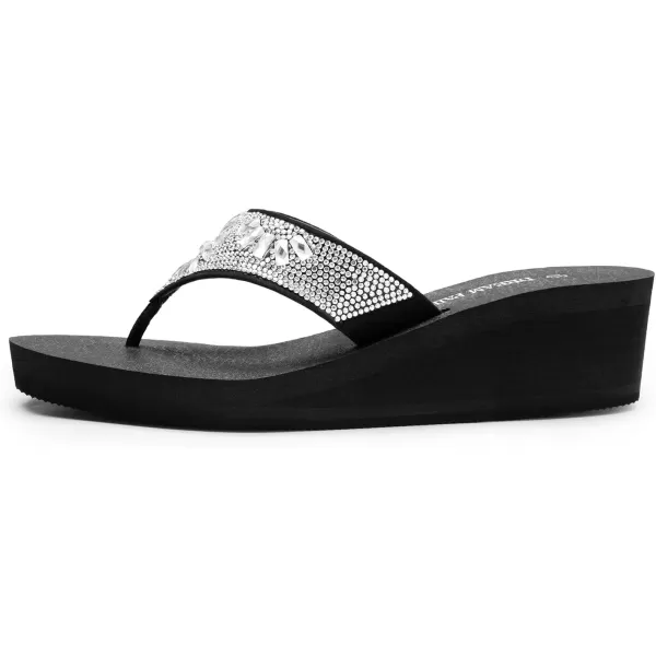 imageDREAM PAIRS Womens Rhinestone Platform Wedge Flip Flops Summer Beach Comfortable Thong SandalsFlower