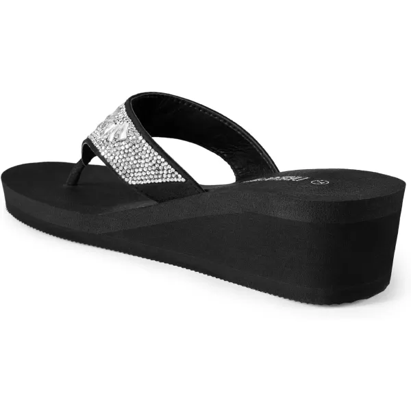 imageDREAM PAIRS Womens Rhinestone Platform Wedge Flip Flops Summer Beach Comfortable Thong SandalsFlower