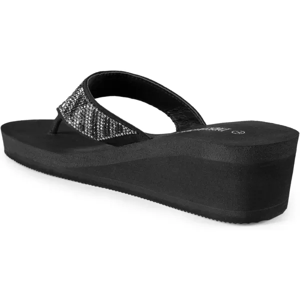 imageDREAM PAIRS Womens Rhinestone Platform Wedge Flip Flops Summer Beach Comfortable Thong SandalsRectangle