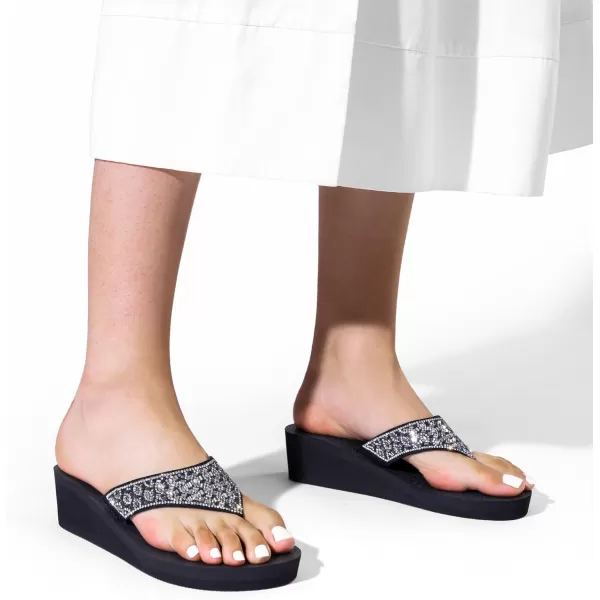 imageDREAM PAIRS Womens Rhinestone Platform Wedge Flip Flops Summer Beach Comfortable Thong SandalsWater Drop