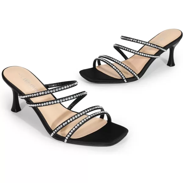 imageDREAM PAIRS Womens Rhinestone Strappy Heels Square Open Toe Slip On Low Slide Heeled Sandals for Daily Party Wedding Dress ShoesBlackrhinestone