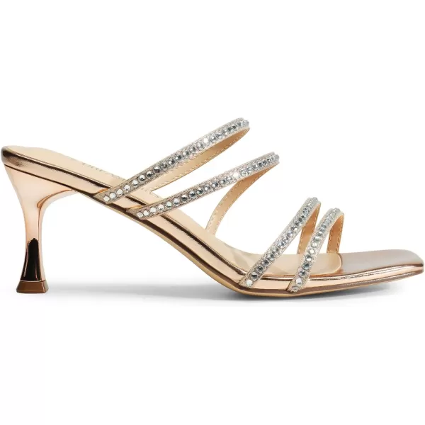 imageDREAM PAIRS Womens Rhinestone Strappy Heels Square Open Toe Slip On Low Slide Heeled Sandals for Daily Party Wedding Dress ShoesChampagnerhinestone