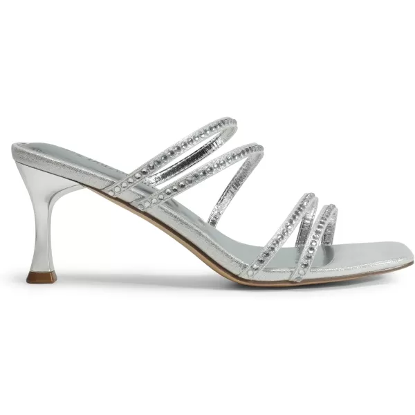 imageDREAM PAIRS Womens Rhinestone Strappy Heels Square Open Toe Slip On Low Slide Heeled Sandals for Daily Party Wedding Dress ShoesSilverrhinestone
