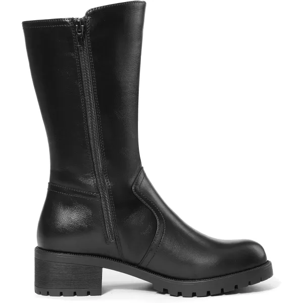 imageDREAM PAIRS Womens Riding Combat Motorcycle Mid Calf Winter BootsTrulyblack