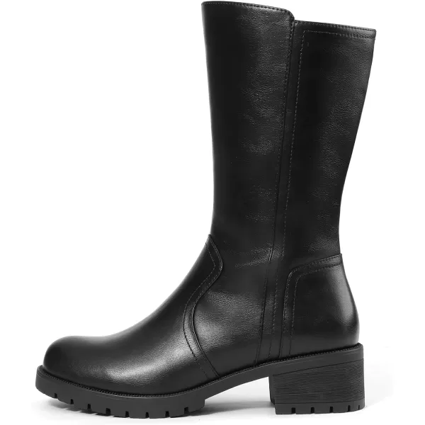 imageDREAM PAIRS Womens Riding Combat Motorcycle Mid Calf Winter BootsTrulyblack