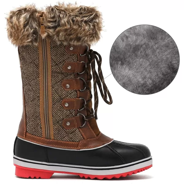 imageDREAM PAIRS Womens River1 Mid Calf Waterproof Winter Snow BootsBrown