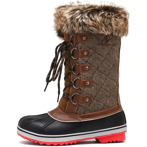imageDREAM PAIRS Womens River1 Mid Calf Waterproof Winter Snow BootsBrown