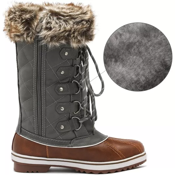 imageDREAM PAIRS Womens River1 Mid Calf Waterproof Winter Snow BootsTan Khaki