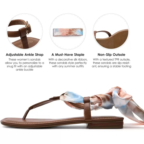 imageDREAM PAIRS Womens SDFS2301W TStrap Thong Flat Sandals with Cute Square Toe Strappy for SummerBrown
