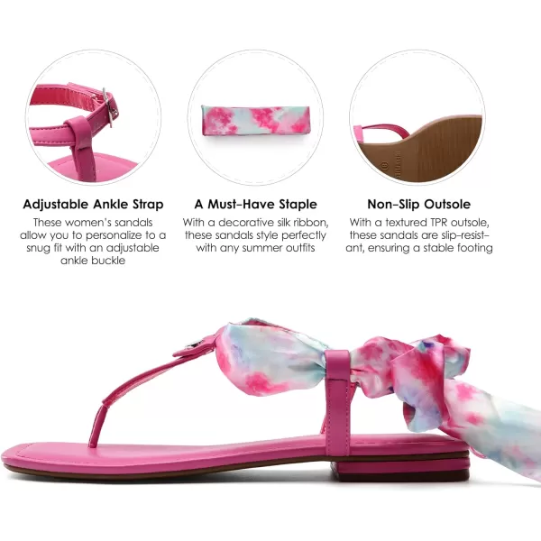 imageDREAM PAIRS Womens SDFS2301W TStrap Thong Flat Sandals with Cute Square Toe Strappy for SummerHot Pink