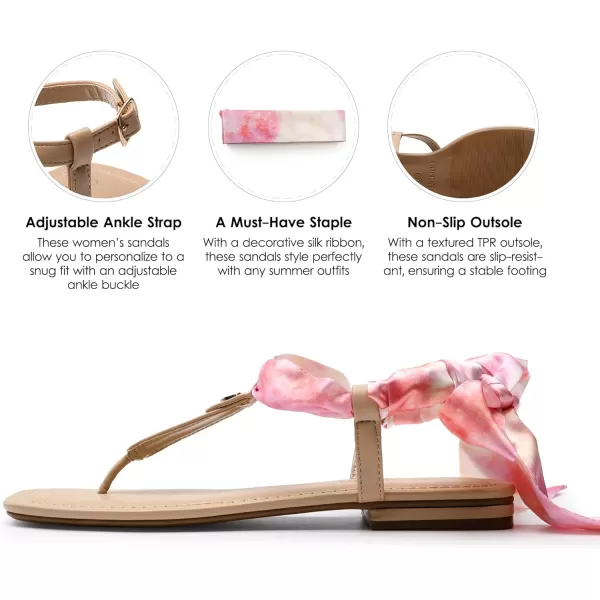 imageDREAM PAIRS Womens SDFS2301W TStrap Thong Flat Sandals with Cute Square Toe Strappy for SummerNude