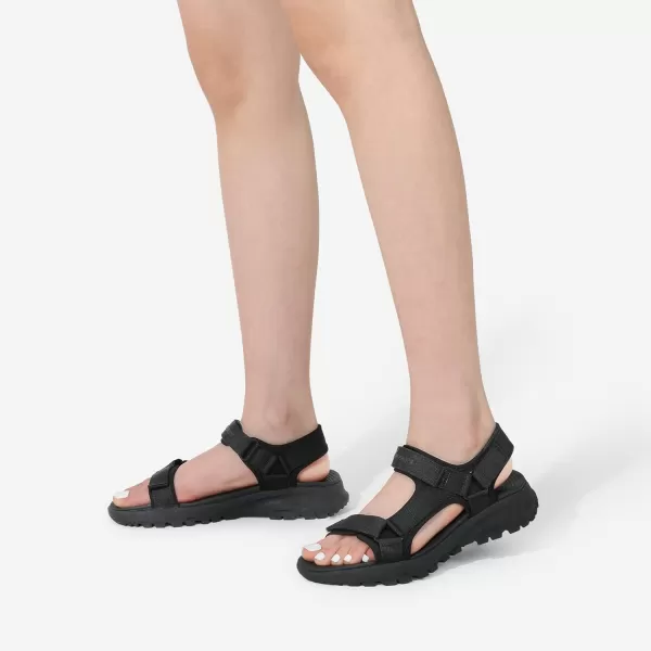 imageDREAM PAIRS Womens Sandals Light Weight Hiking Sandals for Women Comfortable Athletic QuickDrying Walking Water Sandals With Hook And Loop Straps And Soft Insole For Beach Vacation AdventureAll Black