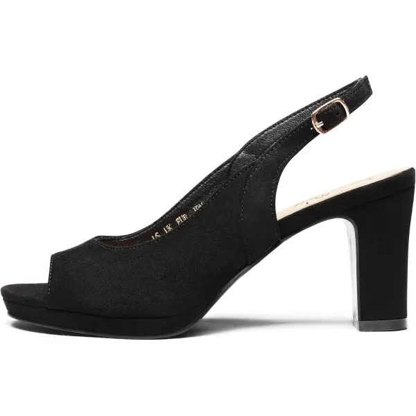 imageDREAM PAIRS Womens Sexy High Chunky Heels Peep Toe Platform Block Slingback Dress Pumps ShoesBlackSuede