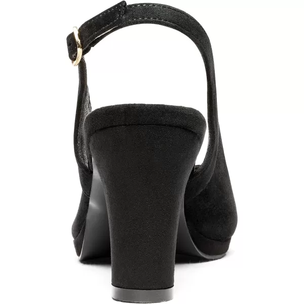 imageDREAM PAIRS Womens Sexy High Chunky Heels Peep Toe Platform Block Slingback Dress Pumps ShoesBlackSuede