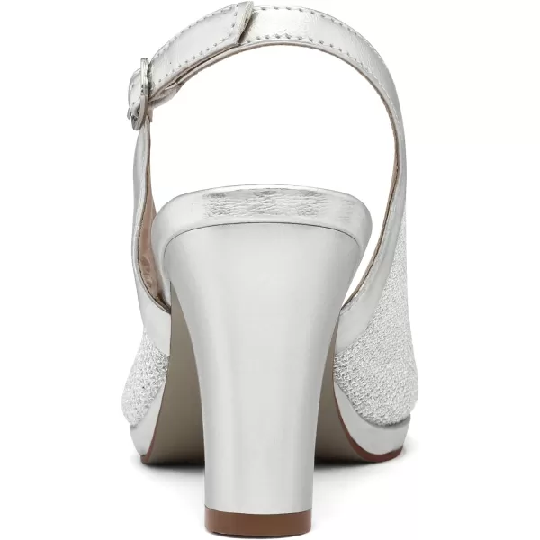 imageDREAM PAIRS Womens Sexy High Chunky Heels Peep Toe Platform Block Slingback Dress Pumps ShoesSilver