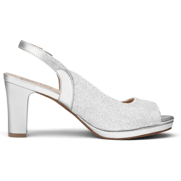 imageDREAM PAIRS Womens Sexy High Chunky Heels Peep Toe Platform Block Slingback Dress Pumps ShoesSilver
