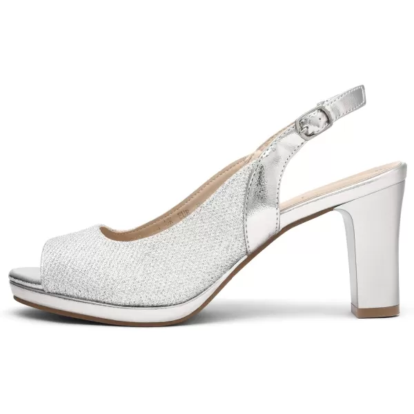imageDREAM PAIRS Womens Sexy High Chunky Heels Peep Toe Platform Block Slingback Dress Pumps ShoesSilver