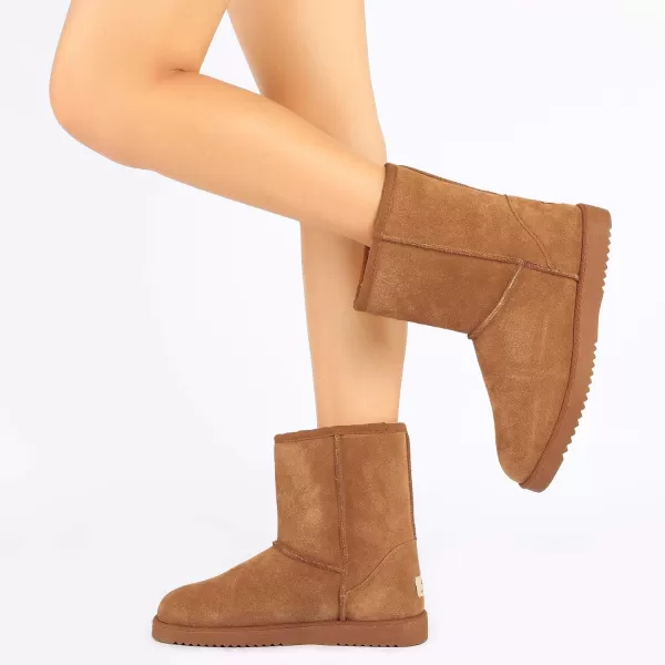 imageDREAM PAIRS Womens ShortyNew Mid Calf Winter Snow BootsChesnutclassic