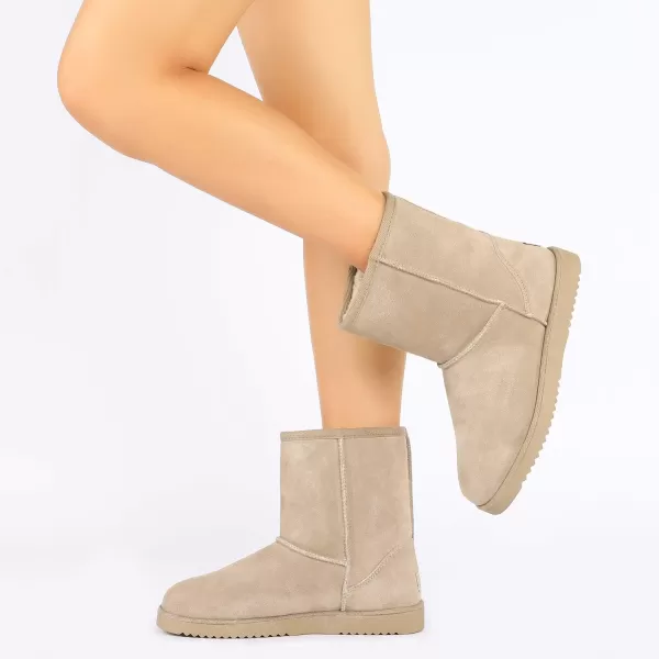 imageDREAM PAIRS Womens ShortyNew Mid Calf Winter Snow BootsSandclassic