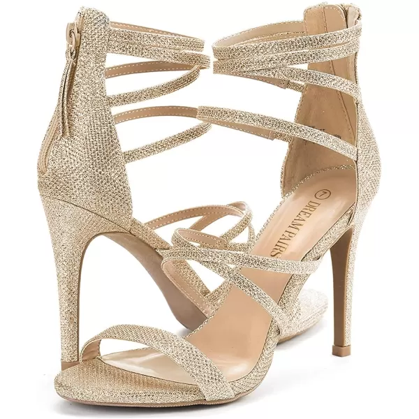 imageDREAM PAIRS Womens Show High Heel Dress Pump SandalsGold Glitter