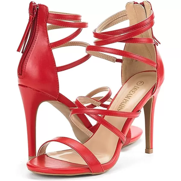imageDREAM PAIRS Womens Show High Heel Dress Pump SandalsRed Pu