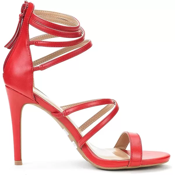 imageDREAM PAIRS Womens Show High Heel Dress Pump SandalsRed Pu