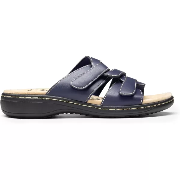 imageDREAM PAIRS Womens Slides Arch Support Slip on Flat Sandals Comfort Plantar Fasciitis Soft Cushion Slippers With Adjustable StrapsNavy