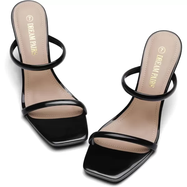 imageDREAM PAIRS Womens Slides Wedge Sandals Two Strap Square Open Toe Dress ShoesBlack