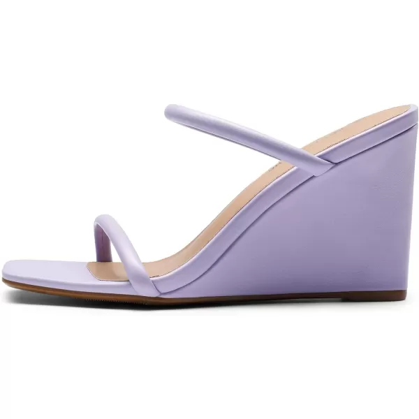 imageDREAM PAIRS Womens Slides Wedge Sandals Two Strap Square Open Toe Dress ShoesPurple