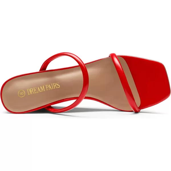 imageDREAM PAIRS Womens Slides Wedge Sandals Two Strap Square Open Toe Dress ShoesRed