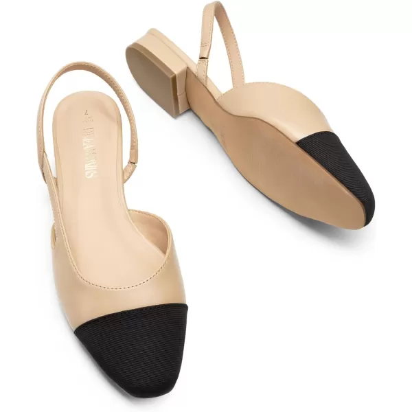 imageDREAM PAIRS Womens Slingback Flats Square Toe Flats for Women Dressy Casual Work Office Party Low Heel Dress Shoes for WomenNude
