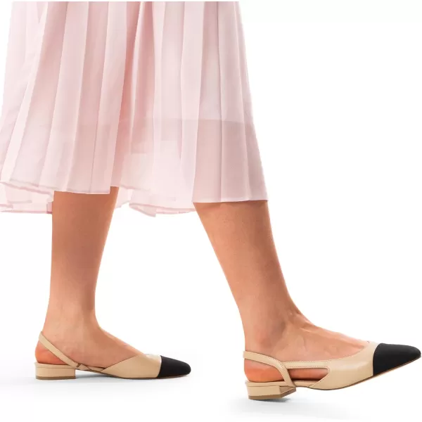 imageDREAM PAIRS Womens Slingback Flats Square Toe Flats for Women Dressy Casual Work Office Party Low Heel Dress Shoes for WomenNude