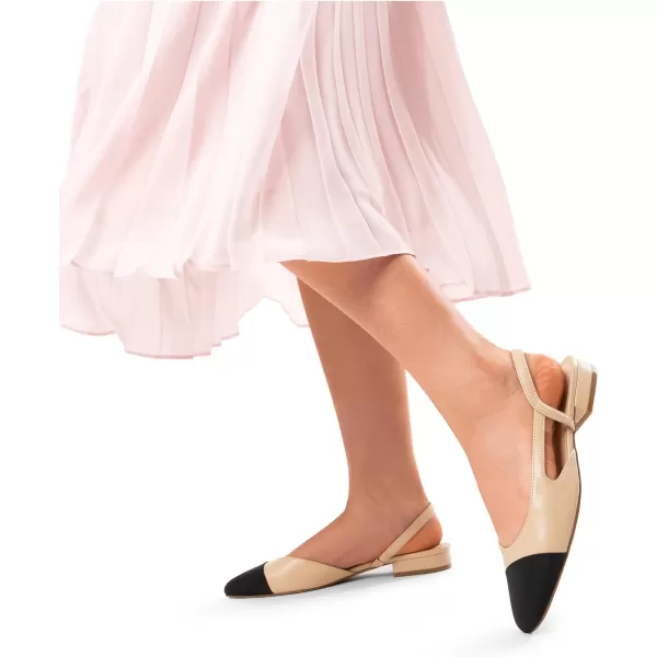 imageDREAM PAIRS Womens Slingback Flats Square Toe Flats for Women Dressy Casual Work Office Party Low Heel Dress Shoes for WomenNude