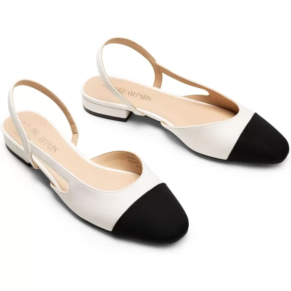 imageDREAM PAIRS Womens Slingback Flats Square Toe Flats for Women Dressy Casual Work Office Party Low Heel Dress Shoes for WomenWhite