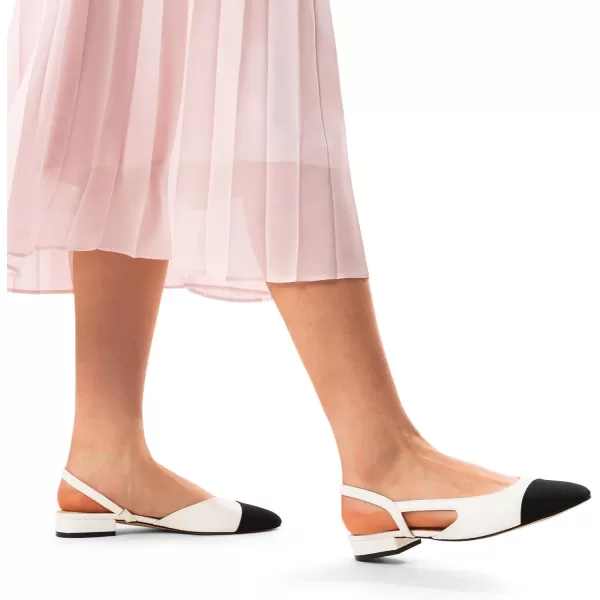 imageDREAM PAIRS Womens Slingback Flats Square Toe Flats for Women Dressy Casual Work Office Party Low Heel Dress Shoes for WomenWhite
