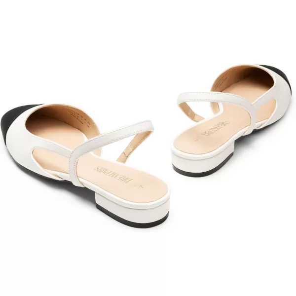 imageDREAM PAIRS Womens Slingback Flats Square Toe Flats for Women Dressy Casual Work Office Party Low Heel Dress Shoes for WomenWhite