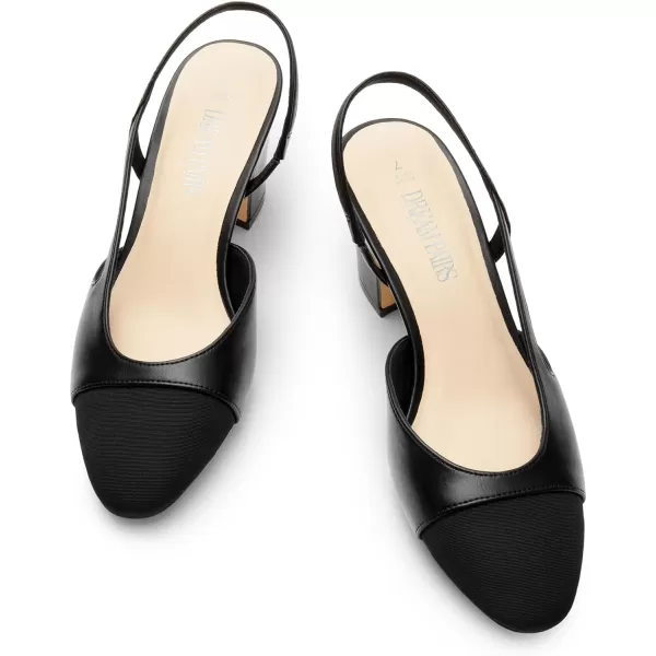imageDREAM PAIRS Womens Slingback Heels Low Chunky Heel Closed Almond Toe Dress Pumps Shoes for Wedding Office BusinessBlack