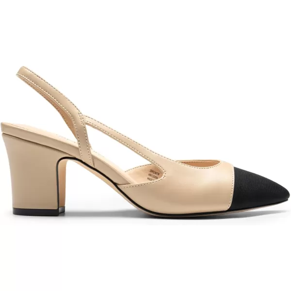 imageDREAM PAIRS Womens Slingback Heels Low Chunky Heel Closed Almond Toe Dress Pumps Shoes for Wedding Office BusinessNude