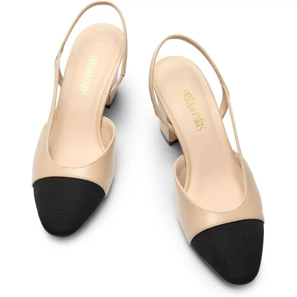 imageDREAM PAIRS Womens Slingback Heels Low Chunky Heel Closed Almond Toe Dress Pumps Shoes for Wedding Office BusinessNude