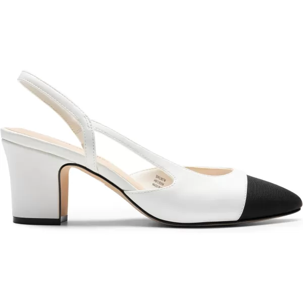 imageDREAM PAIRS Womens Slingback Heels Low Chunky Heel Closed Almond Toe Dress Pumps Shoes for Wedding Office BusinessWhite