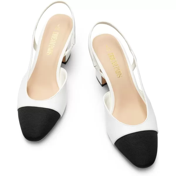 imageDREAM PAIRS Womens Slingback Heels Low Chunky Heel Closed Almond Toe Dress Pumps Shoes for Wedding Office BusinessWhite