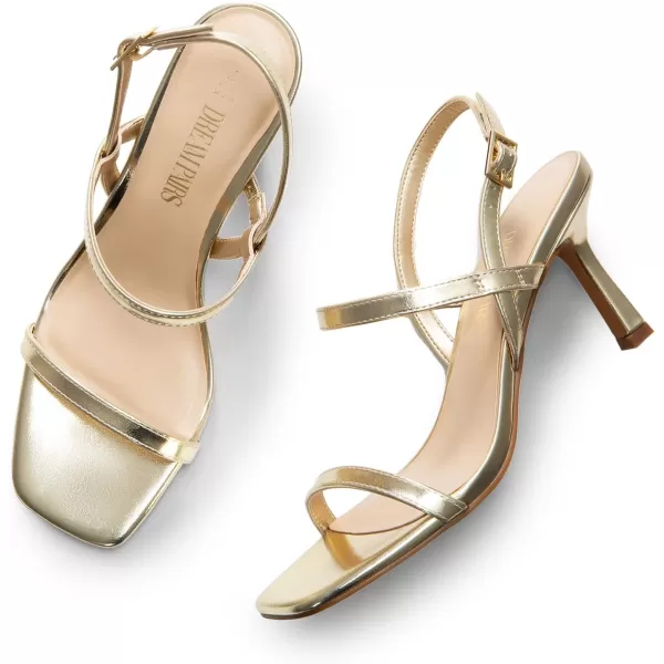 imageDREAM PAIRS Womens Slingback Heels Square Open Toe Strappy Sandals Ankle Strap High Heeled Dressy ShoesGold