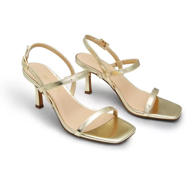 imageDREAM PAIRS Womens Slingback Heels Square Open Toe Strappy Sandals Ankle Strap High Heeled Dressy ShoesGold