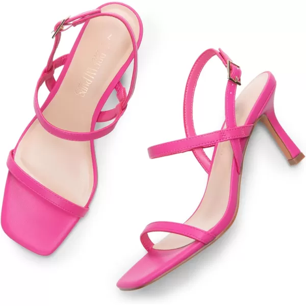 imageDREAM PAIRS Womens Slingback Heels Square Open Toe Strappy Sandals Ankle Strap High Heeled Dressy ShoesHot Pink