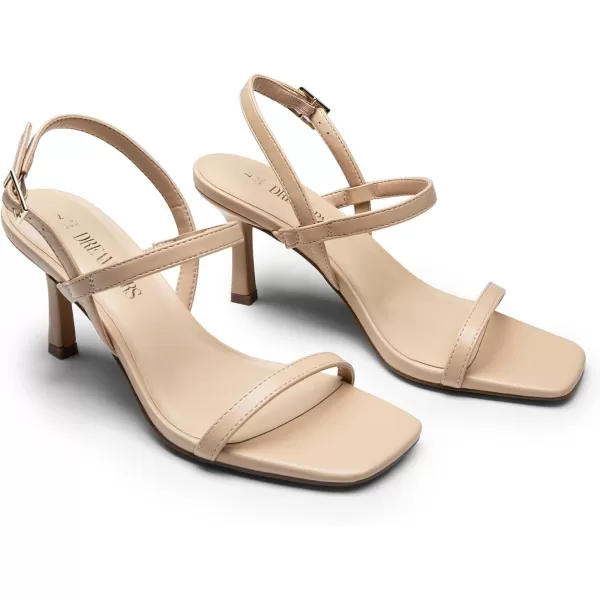 imageDREAM PAIRS Womens Slingback Heels Square Open Toe Strappy Sandals Ankle Strap High Heeled Dressy ShoesNude